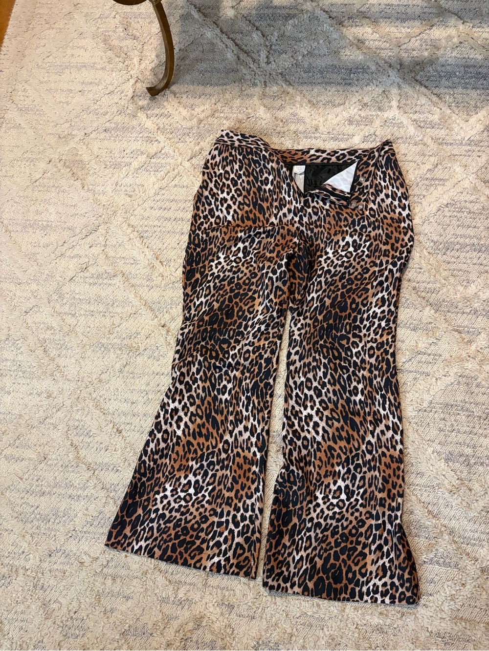 Time and Tru Leopard Print Wide Leg Pants - Brown Black Cream